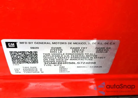 2020 Chevrolet Blazer 2Lt z USA, uszkodzony, nr VIN 3GNKBHRS8LS724898